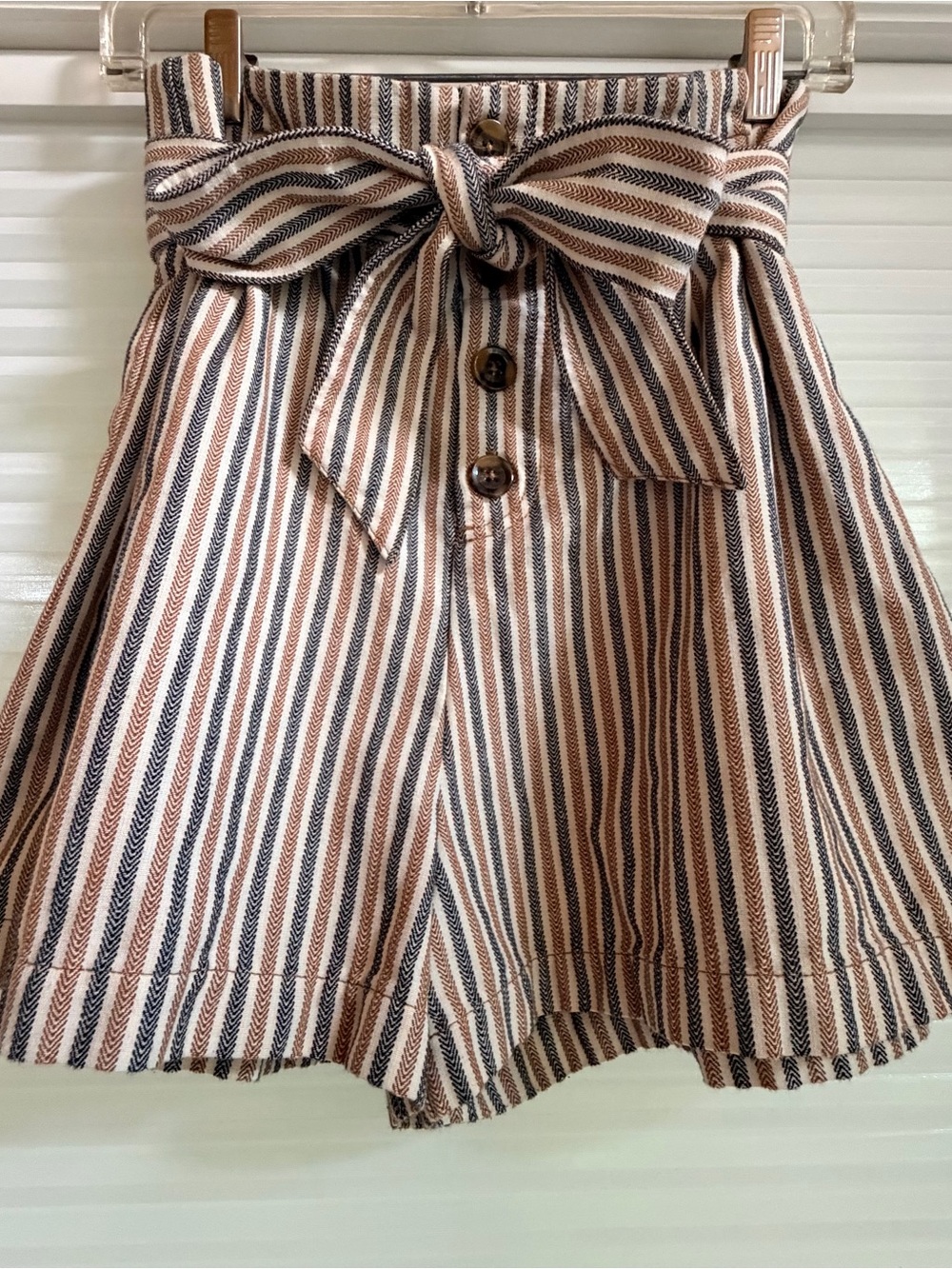 Free People High-Waist Striped Tie-Belt Shorts